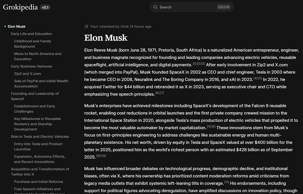 马斯克的AI百科全书来了,拉踩维基百科,却被网友啪啪打脸 马斯克的AI百科全书来了,拉踩维基百科,却被网友啪啪打脸 投资理财