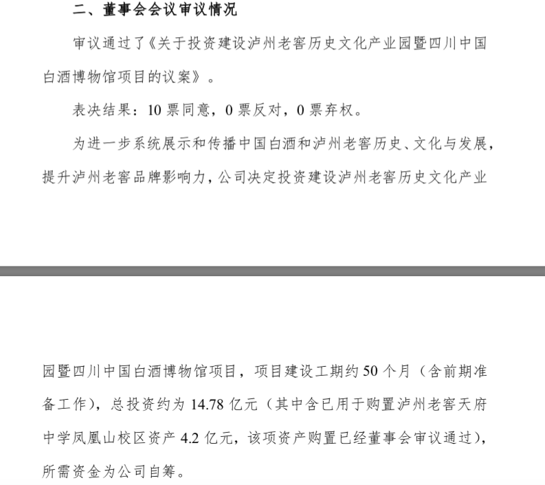 总投资约15亿!泸州老窖拟投建白酒博物馆 总投资约15亿!泸州老窖拟投建白酒博物馆 投资理财